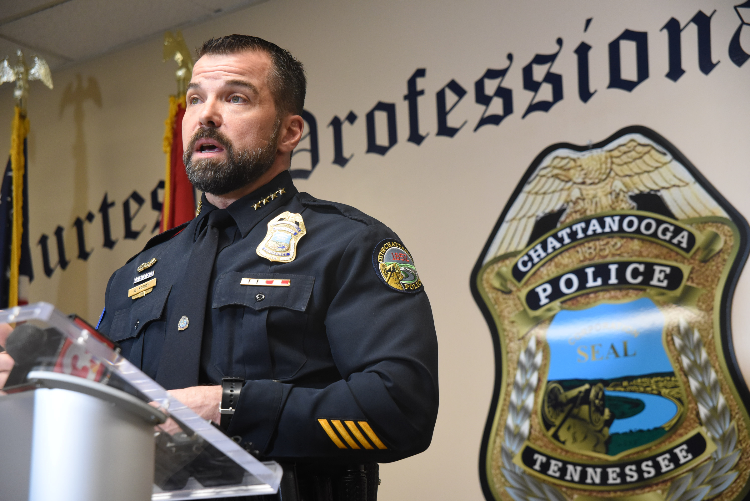 Chattanooga Police Chief David Roddy speaks about the Hamilton Place Mall shooting incident that happened late Saturday.
