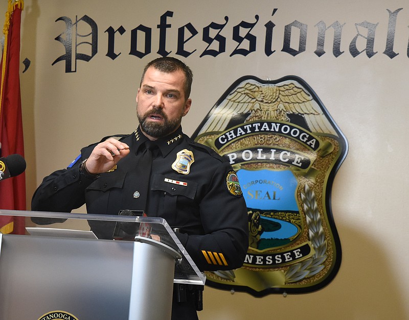 Chattanooga Police Chief David Roddy speaks about the Hamilton Place Mall shooting incident that happened late Saturday, Feb. 24, 2018.