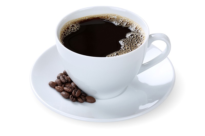 Black coffee in cup mug isolated on a white background