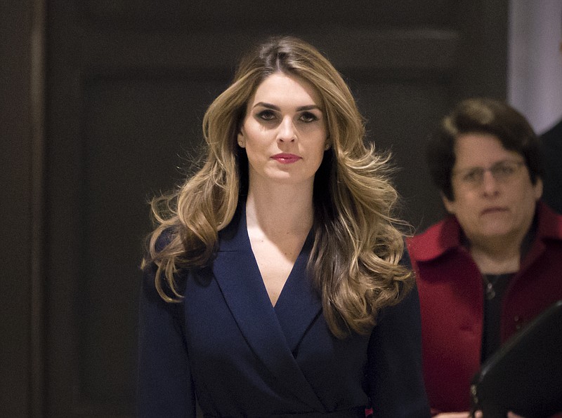 White House Communications Director Hope Hicks, one of President Trump's closest aides and advisers, arrives to meet behind closed doors with the House Intelligence Committee, at the Capitol in Washington, Tuesday, Feb. 27, 2018. (AP Photo/J. Scott Applewhite)