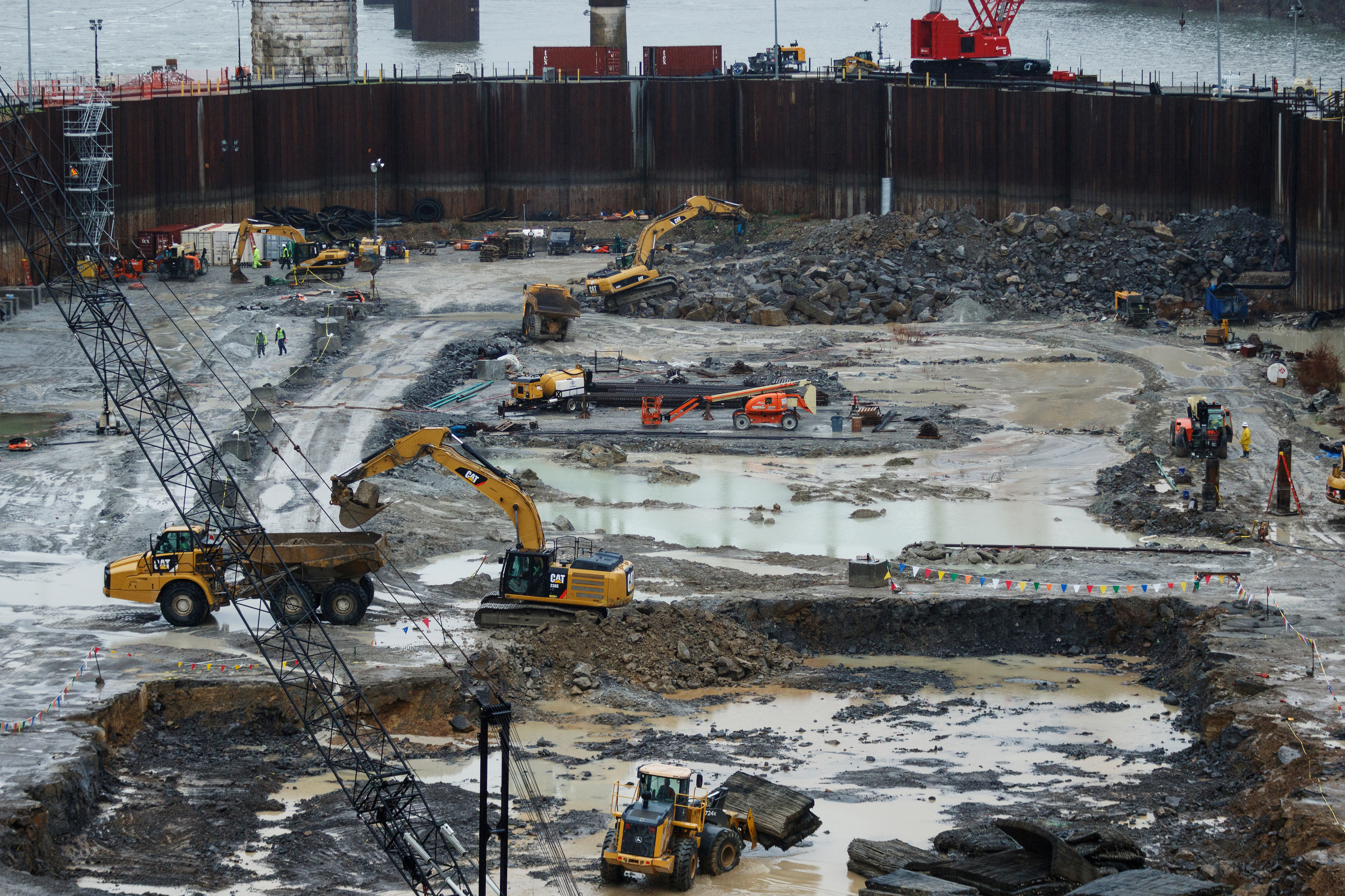 Construction continues on the Chickamauga Dam Lock on Wednesday, Feb. 28, 2018, in Chattanooga, Tenn. The Inland Waterways Users Council took a tour of the lock.