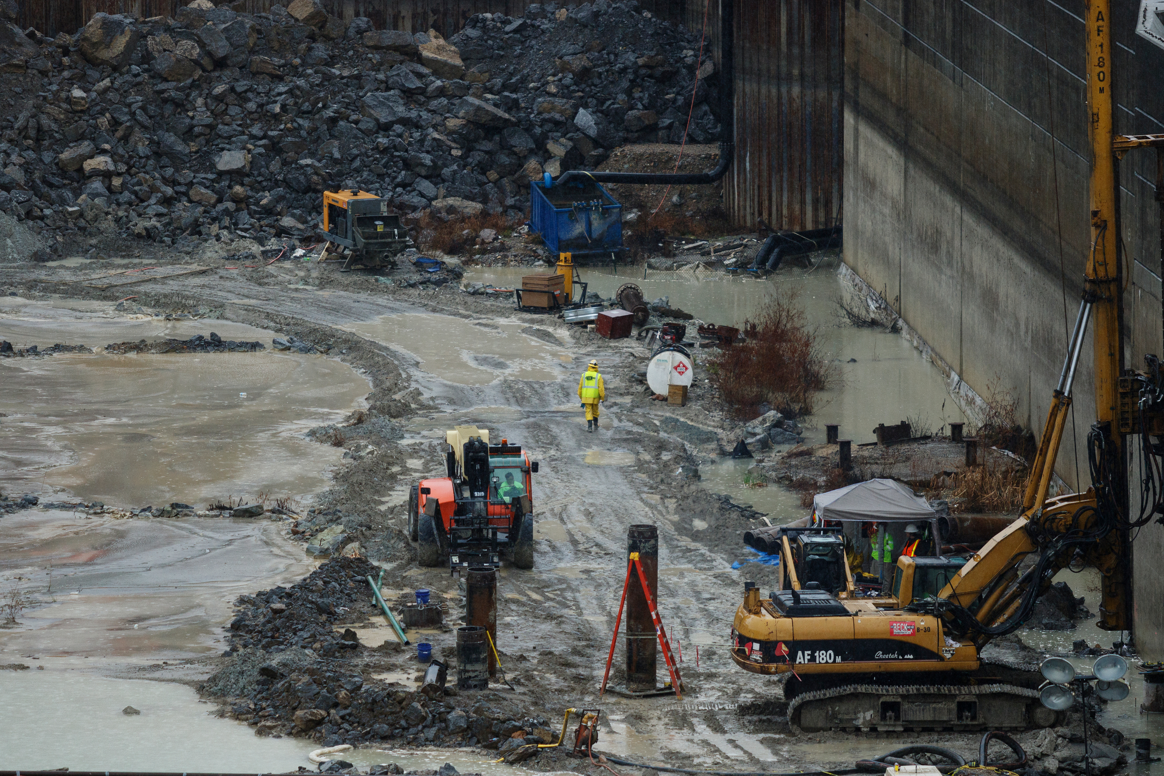 Construction continues on the Chickamauga Dam Lock on Wednesday, Feb. 28, 2018, in Chattanooga, Tenn. The Inland Waterways Users Council took a tour of the lock.