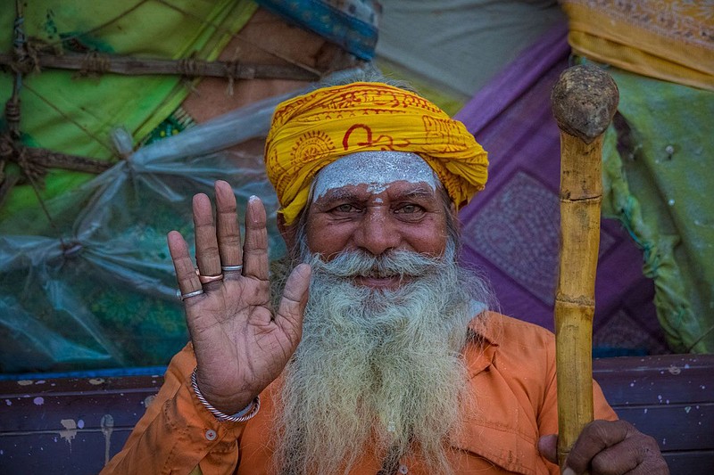 A man reacts to eye surgery outside Punjab, India, in 2016.