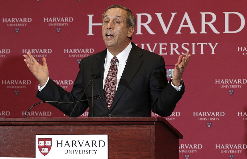 Lawrence Bacow speaks after being introduced Sunday, Feb. 11, 2018, in Cambridge, Mass., as the 29th president of Harvard University. Bacow, former president of Tufts University and a leader-in-residence at Harvard's Kennedy School of Government, assumes the office July 1. He will succeed Drew Faust, 70, who has served in the post for more than a decade as Harvard's first female president. (AP Photo/Bill Sikes)