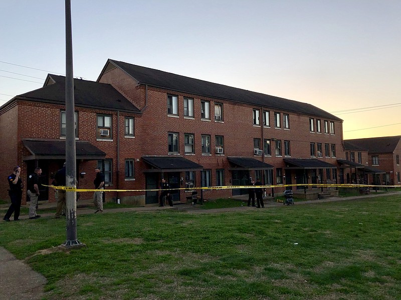 Police respond to the scene of a shooting on the 600 block of West 13th Street Court on Tuesday evening, March 6, 2018.