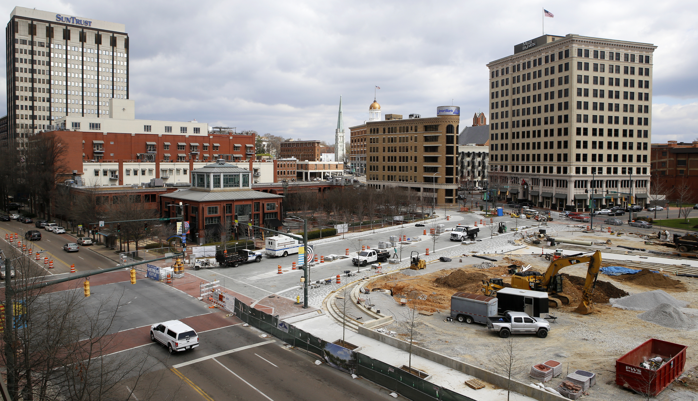 Construction nears completion at M.L. King Boulevard and Market Street at Miller Park on Thursday, March 8, 2018 in Chattanooga, Tenn. The next closure will be along M.L. King between Georgia Avenue and Lindsay Street for repaving, followed by the the 800 block of Georgia at M.L. King.