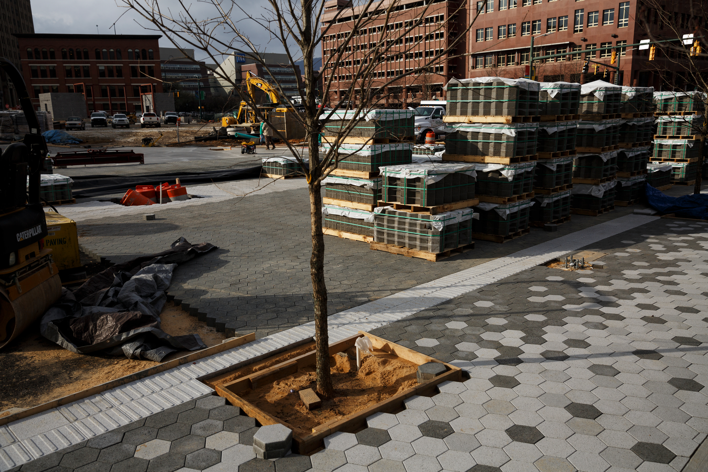 Newly laid paving is seen on a section of Martin Luther King Boulevard at Miller Park on Thursday, Feb. 22, 2018, in Chattanooga, Tenn. Martin Luther King Boulevard will remain closed at its intersection with the park until March 13 after the discovery of an unexpectedly high water main delayed the road's resurfacing by about three weeks, according to Chattanooga Department of Public Works administrator Justin Holland.