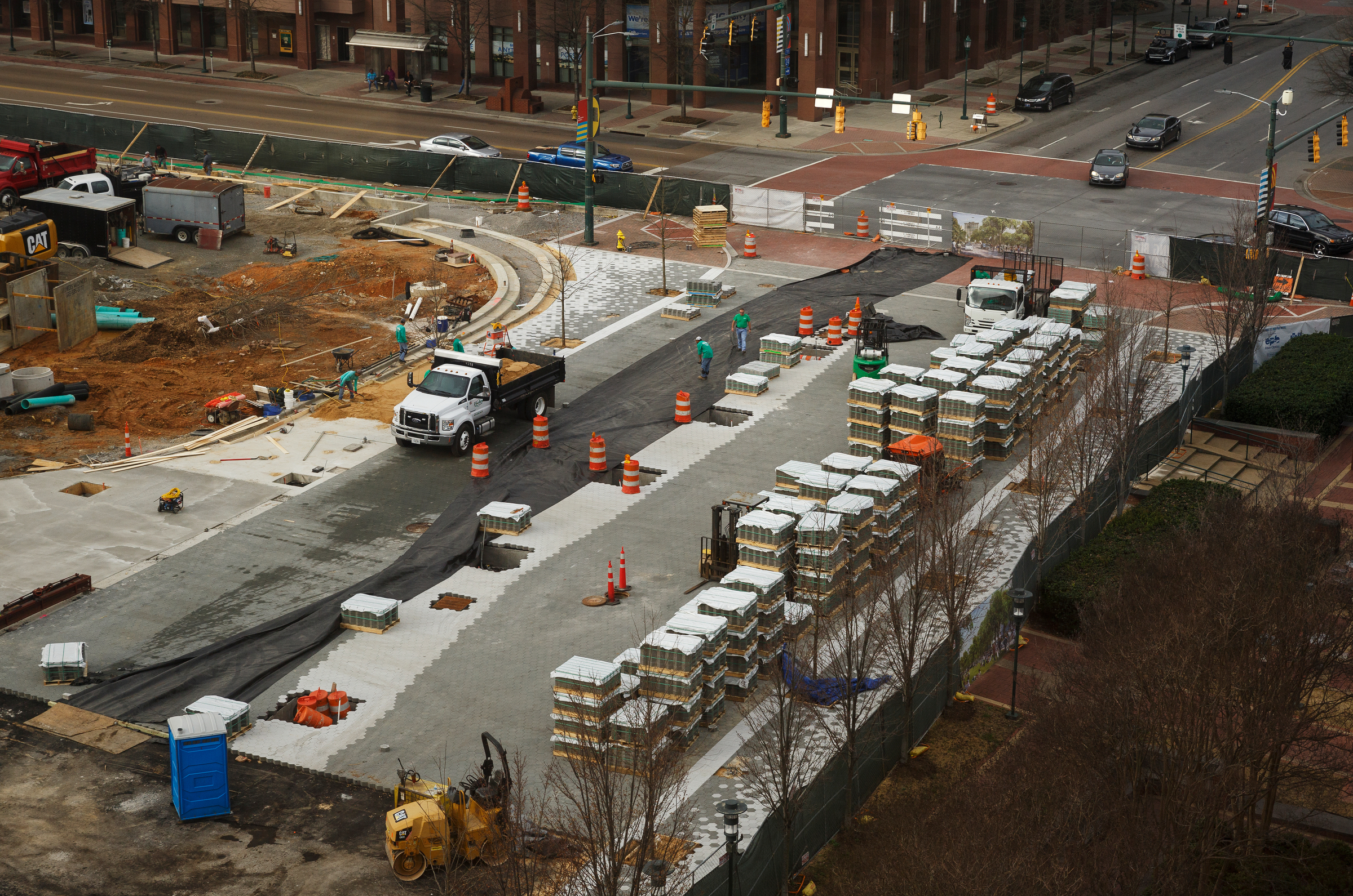 Martin Luther King Boulevard is closed for construction at Miller Park on Thursday, Feb. 22, 2018, in Chattanooga, Tenn. Martin Luther King Boulevard will remain closed at its intersection with the park until March 13 after the discovery of an unexpectedly high water main delayed the road's resurfacing by about three weeks, according to Chattanooga Department of Public Works administrator Justin Holland.