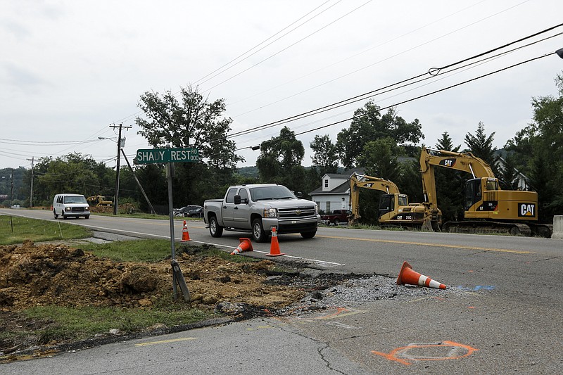 Excavators and other equipment park near East Brainerd Road in preparation for a road-widening project between Gray Road and Ooltewah-Ringgold Road on June 30, 2015. Construction on the next phase of the project is expected to begin by 2023-2024.