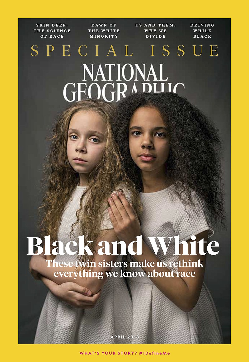 In this image provided by National Geographic, the cover of the April 2018 issue of National Geographic magazine, a single topic issue on the subject of race. (National Geographic via AP)