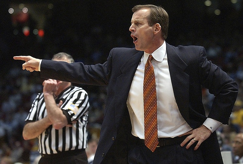 Rick Barnes shouts to an official during the 2003 NCAA men's basketball tournament. Barnes was the coach at Texas at the time, and he led the Longhorns to the program's first Final Four appearance. Now he is in his third season as coach at Tennessee, and the Vols will play their NCAA tourney opener today against Wright State in Dallas. (Photo: Rodolfo Gonzalez/American Statesman)