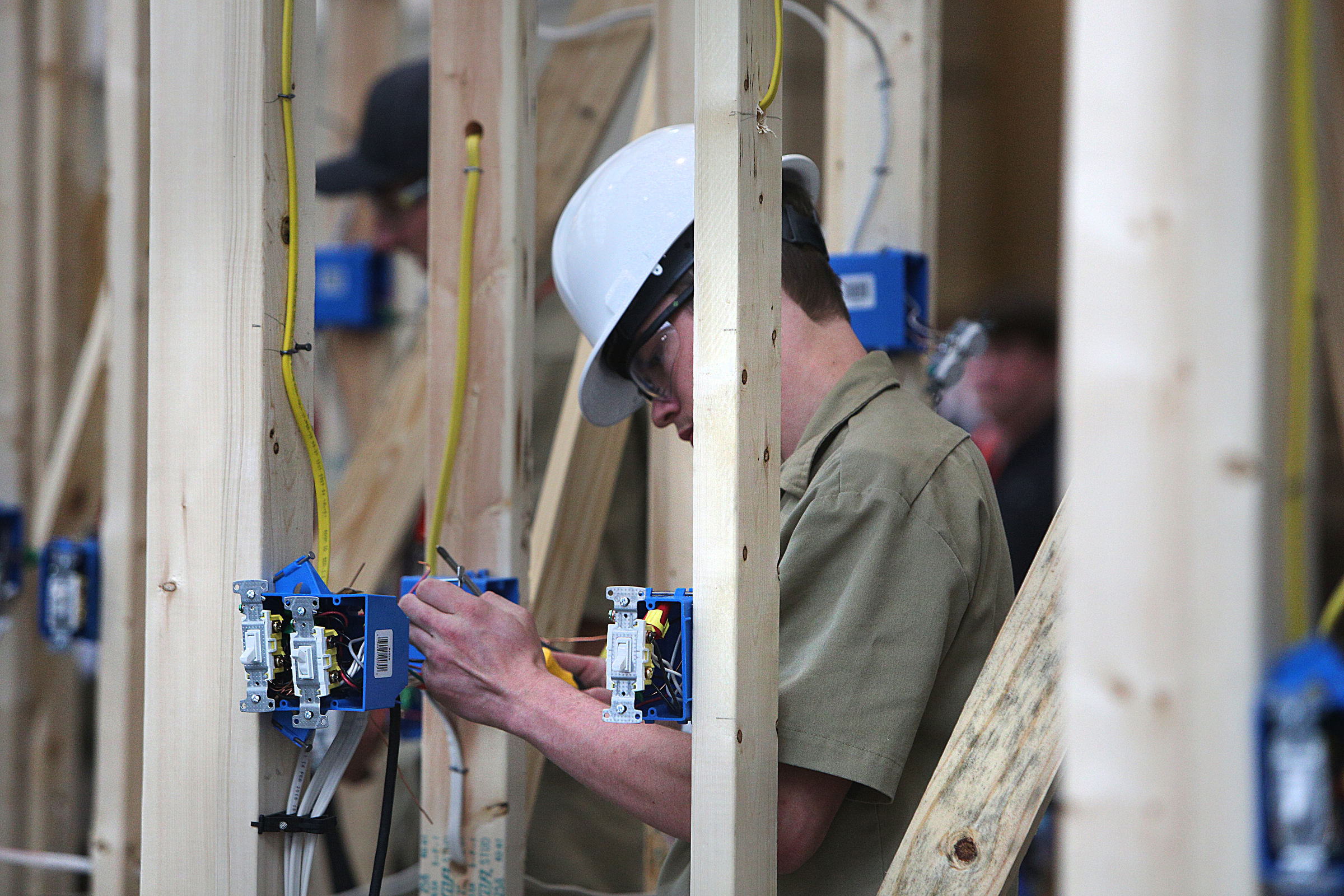Jonathan Loveday, a Union County High School student, competes in an electrical construction wiring competition during the Tennessee State Leadership and Skills Conference at the Chattanooga Convention Center on Tuesday, March 20, 2018 in Chattanooga, Tenn. A variety of competitions, including cosmetology, carpentry, graphic design and more, were held during the event with the winners advancing to a national competition.