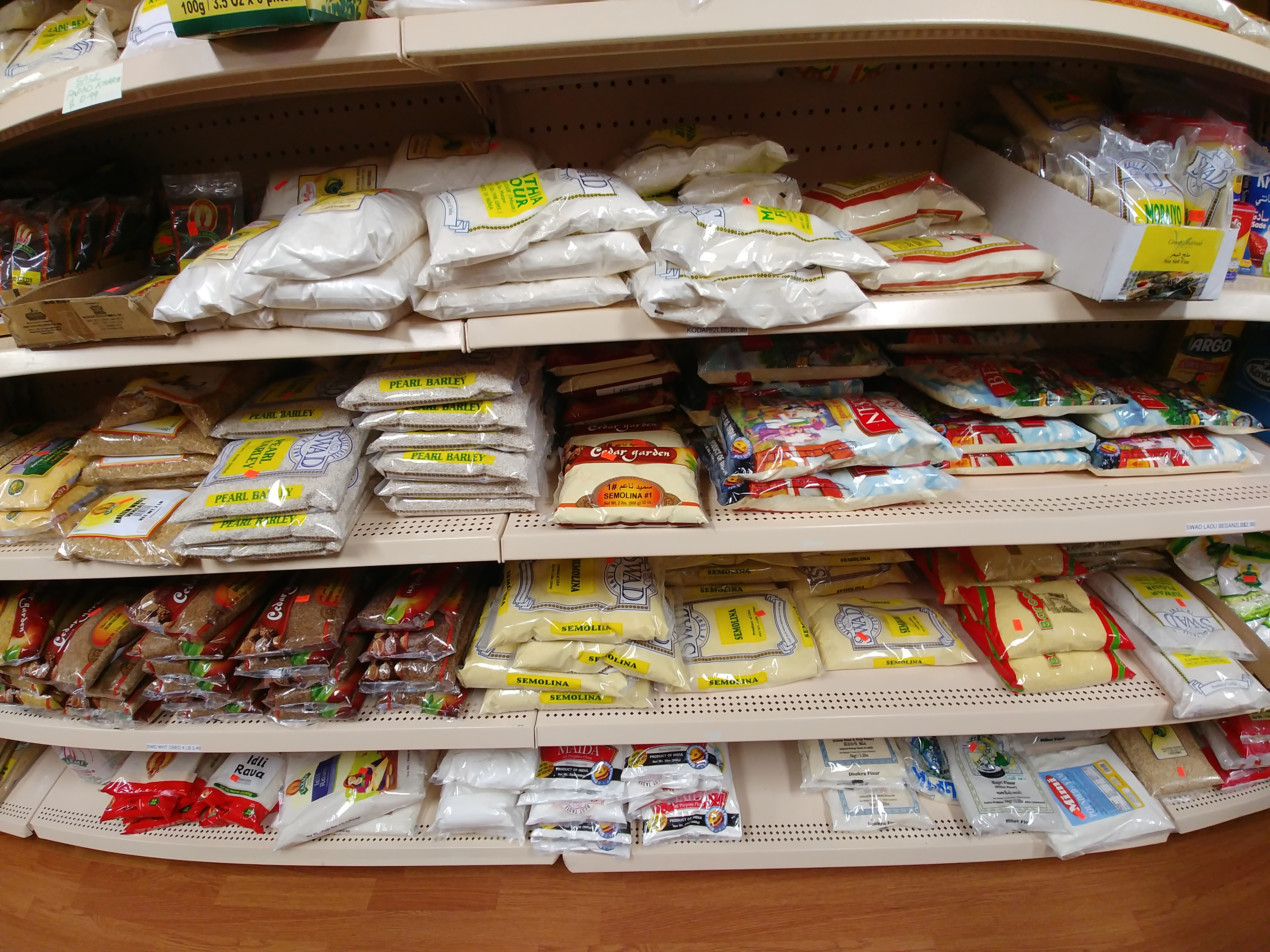 Varieties of flour account for virtually an entire aisle.