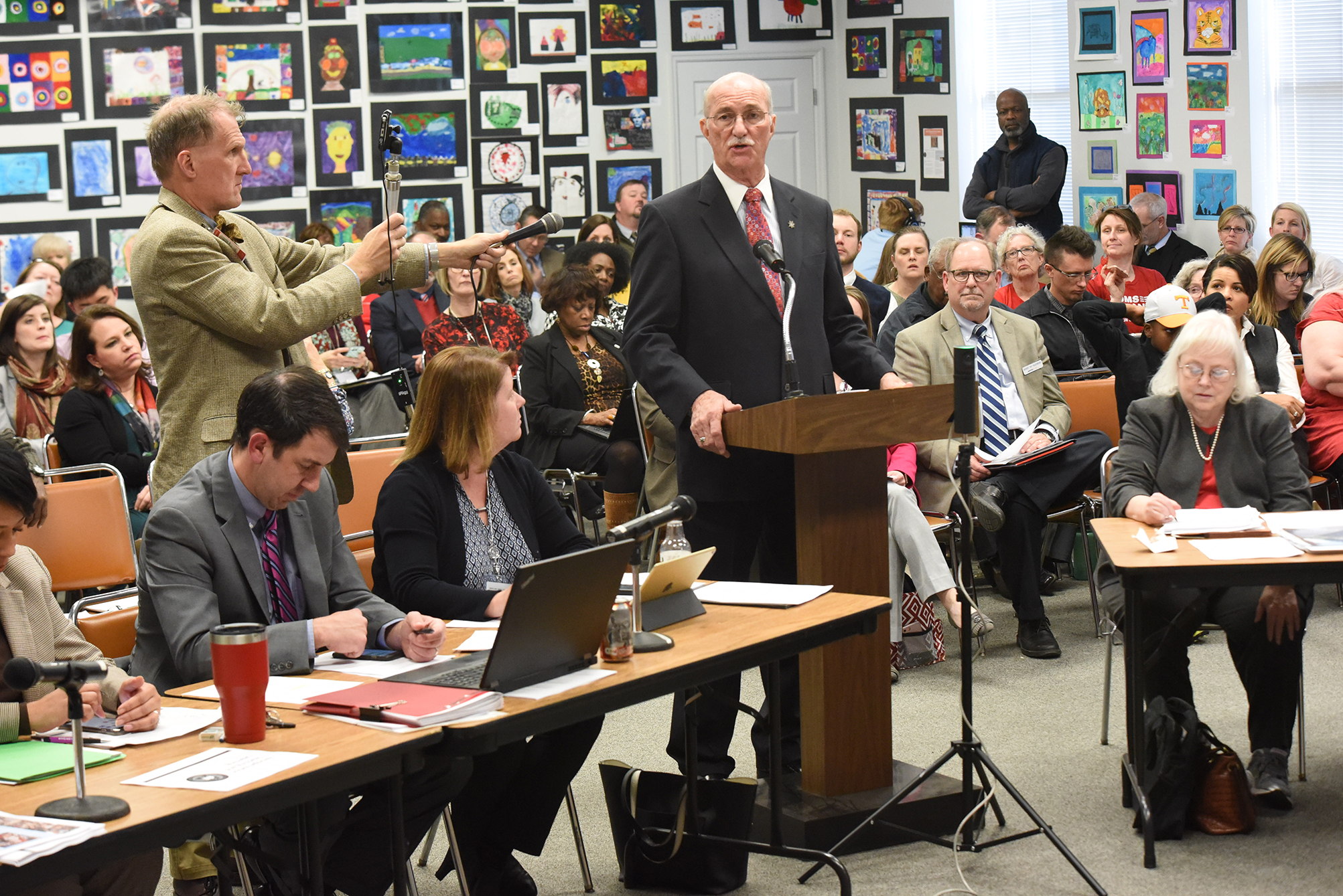 Hamilton County Sheriff Jim Hammond speaks to the Hamilton County School Board Thursday night about how he plans to help keep our schools safe.