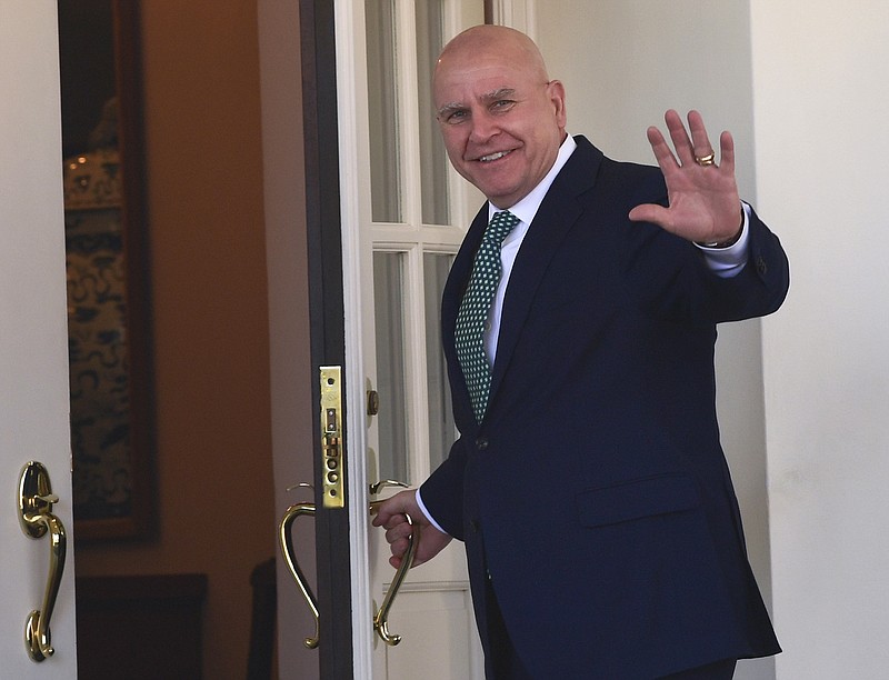 In this March 16, 2018, file photo. National security adviser H.R. McMaster waves as he walks into the West Wing of the White House in Washington. President Donald Trump announced on Twitter on March 22, 2018, that McMaster is being replaced by former U.N. Ambassador John Bolton. (AP Photo/Susan Walsh, File)