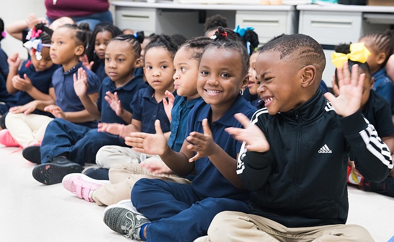 Hardy Elementary students listen to Symphonic Sounds at the school. (Contributed Photo by Angela Lewis Foster)