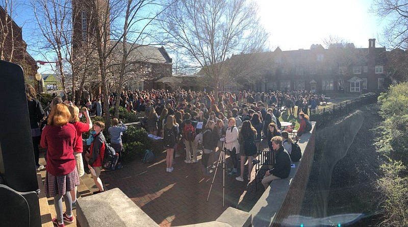 Baylor School students participate in the National School Walkout on March 14.