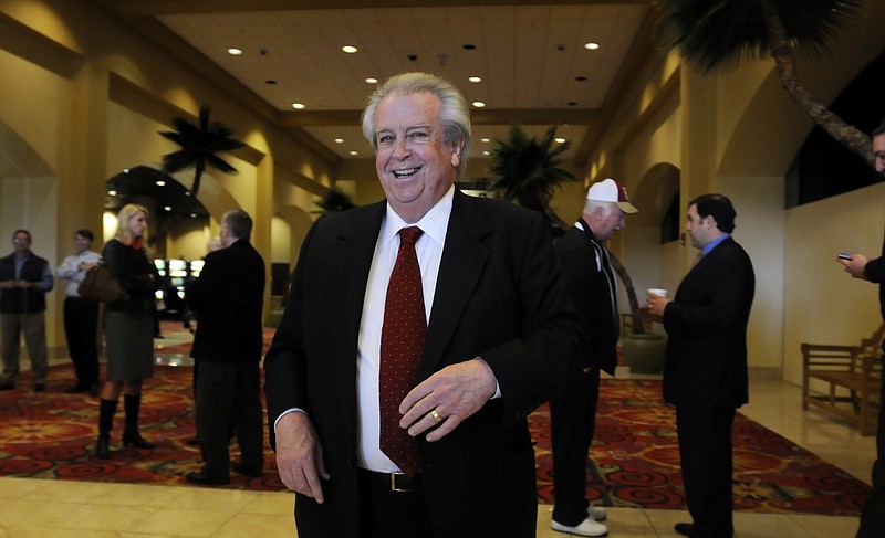 In this Dec. 18, 2012 file photo, owner Milton McGregor stands in the lobby during the reopening of VictoryLand Casino in Shorter, Ala. Alabama gambling magnate McGregor, who waged a legal war to keep his electronic bingo casino open and thwarted federal attempts to prosecute him, died Sunday, March 25, 2018. He was 78. Public relations firm Direct Communications said McGregor died peacefully in his home in Montgomery. (Amanda Sowards/The Montgomery Advertiser via AP, File)