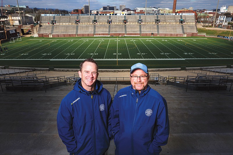 Chattanooga Football Club coach Bill Elliott, left, and general manager Sean McDaniel.