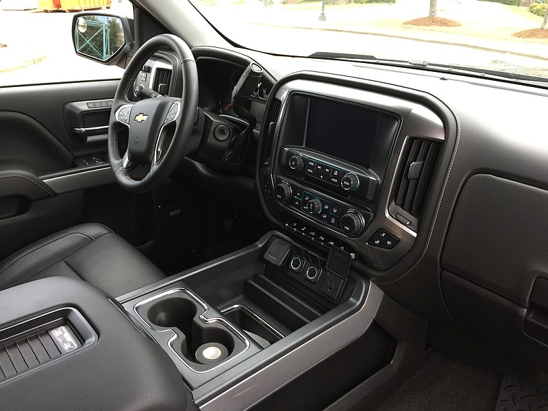 The interior of the 2018 Chevy Silverado is shown in Jet Black. (Staff Photo by Mark Kennedy)
