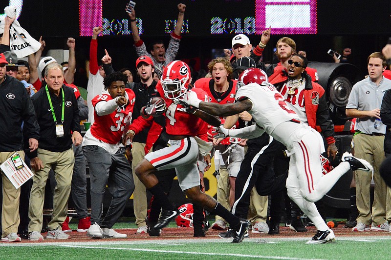 Receiver Mecole Hardman scored Georgia's final touchdown of the 2017 season with this 80-yard catch against Alabama in January's national championship game.