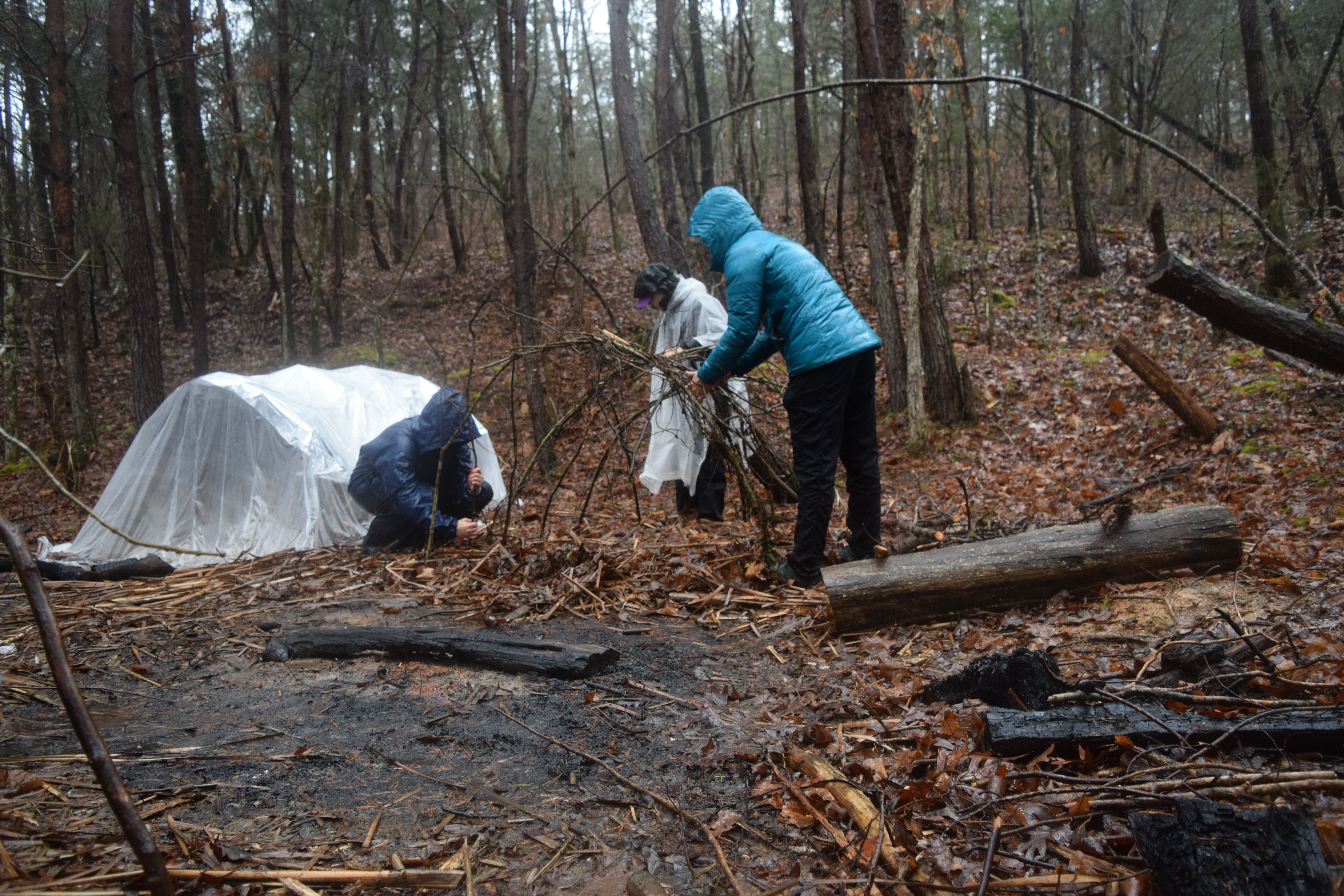 Instructed not to bring tents or sleeping bags, the women were required to build their own shelters for the night. Photo by Sunny Montgomery