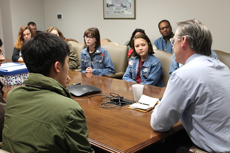 State Senator Bo Watson met with nine members of Chattanooga Students Leading Change on Monday, April 2. The students took time out of their spring break to visit Nashville to lobby elected officials to enact common sense gun laws to curb gun violence and improve school safety.