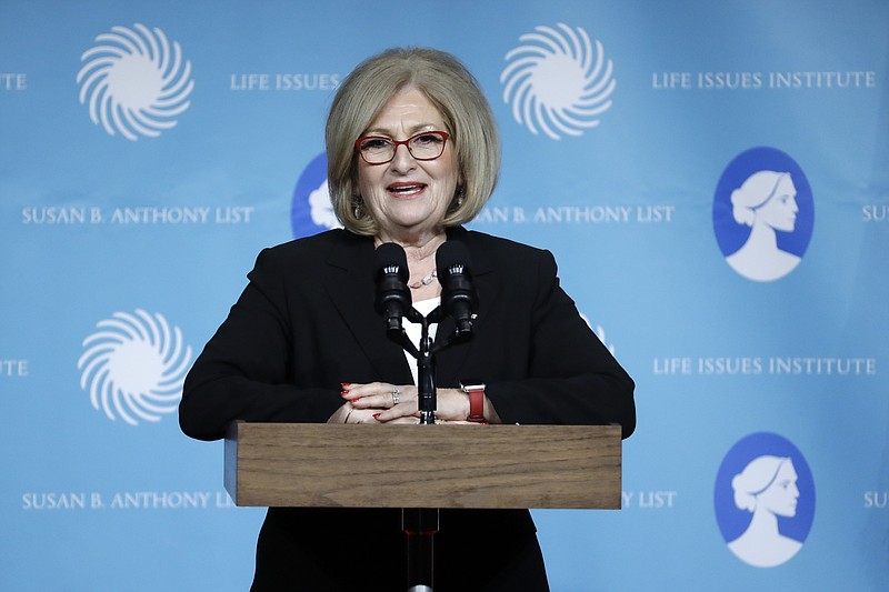 Rep. Diane Black, R-Tenn., speaks at the Susan B. Anthony List and Life Institute Luncheon Tuesday, Feb. 27, 2018, in Nashville, Tenn. (AP Photo/Mark Humphrey)