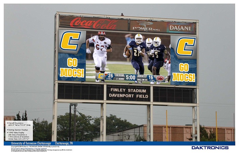 A rendering of the new Finley Stadium video board.