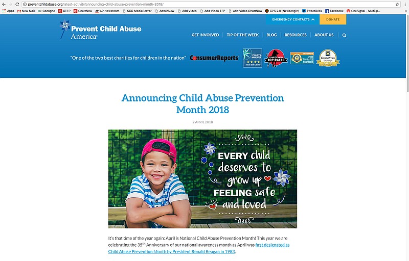 April is National Child Abuse Prevention Month. (Screenshot: preventchildabuse.org)
