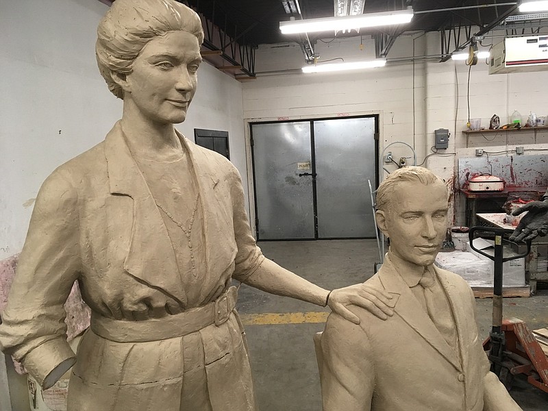 Clay sculpture of the Burn Memorial is shown in Alan LeQuire's studio. (Photo courtesy of Knoxville News Sentinel)