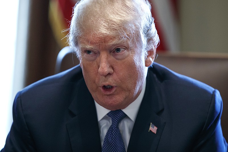 President Donald Trump fumes about FBI raid during a cabinet meeting at the White House. (AP Photo/Evan Vucci)