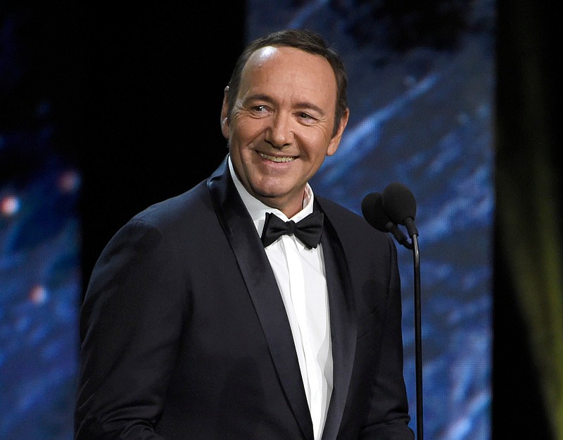 
              FILE - In this Oct. 27, 2017 file photo, Kevin Spacey presents the award for excellence in television at the BAFTA Los Angeles Britannia Awards in Beverly Hills, Calif. Los Angeles County prosecutors say they are reviewing a sexual assault case against Kevin Spacey. The district attorney’s office spokesman Greg Risling said Wednesday, April 11, that sheriff’s investigators presented the case to prosecutors April 5.  No further details were provided. He is also under police investigation for sexual assault in London, according to British media.  (Photo by Chris Pizzello/Invision/AP, File)
            