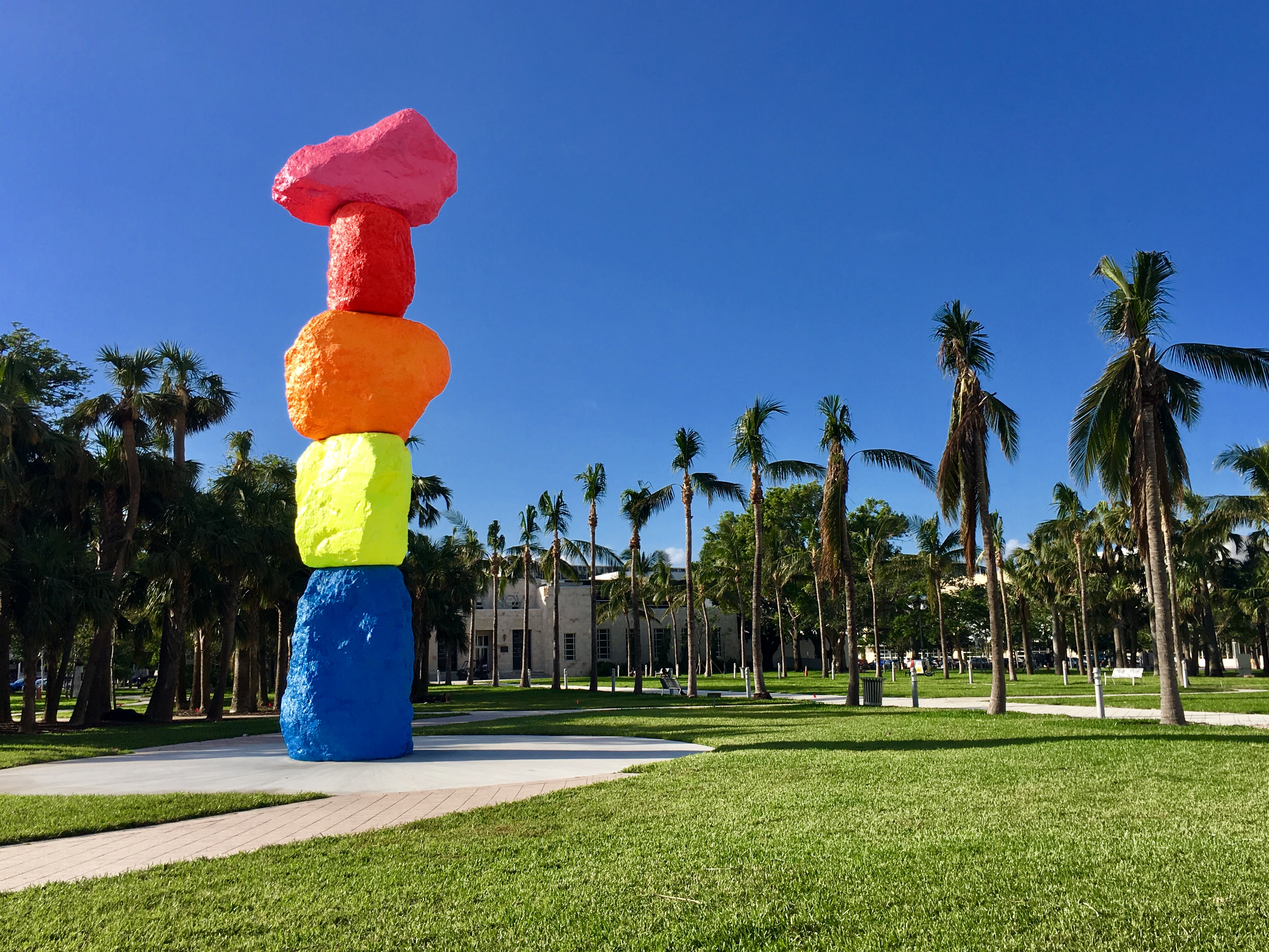 This colorful cairn guides visitors to the Bass Museum of Art in Miami Beach. (Photo by Martin W.G. King)