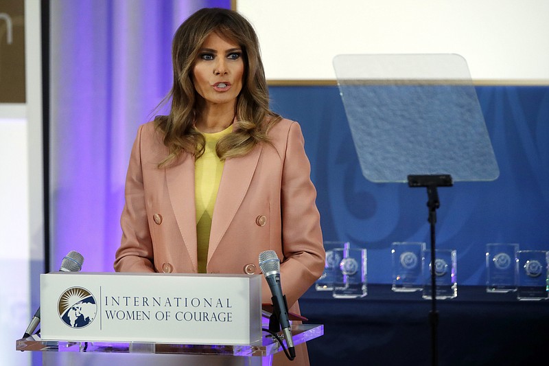 First lady Melania Trump presents the International Women of Courage awards Friday, March 23, 2018, at the State Department in Washington. (AP Photo/Jacquelyn Martin)
