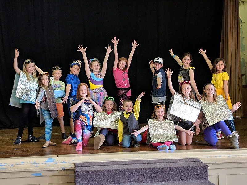 Actors rehearse for their production of the musical "Have a Heart, Be a Star," opening at Bachman Community Center Friday, April 20 at 7:30 p.m. Front from left are Zoey MacDonald, Lauren Holt, Jackson Hill, Kyra McGowan, Mahala Broetzmann and Coralie Verville. Back from left are Josie McCamish, Madelyne Cronk, Chase Fearn, Calvin Garrison, Finley Burnette, Tilleigh Nazor-Comer, Preston Shelby, Caroline Daniel and Marydee Barnett. (Contributed photo)