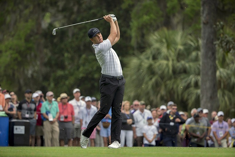 Luke List drives his ball off the fourth tee during the final round of the RBC Heritage golf tournament in Hilton Head Island, S.C., Sunday, April 15, 2018. (AP Photo/Stephen B. Morton)