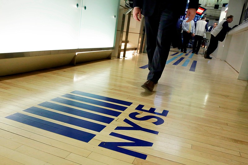 
              FILE- In this April 5, 2018, file photo, an NYSE logo adorns the entrance to the trading floor the New York Stock Exchange. The U.S. stock market opens at 9:30 a.m. EDT on Friday, April 20. (AP Photo/Richard Drew, File)
            