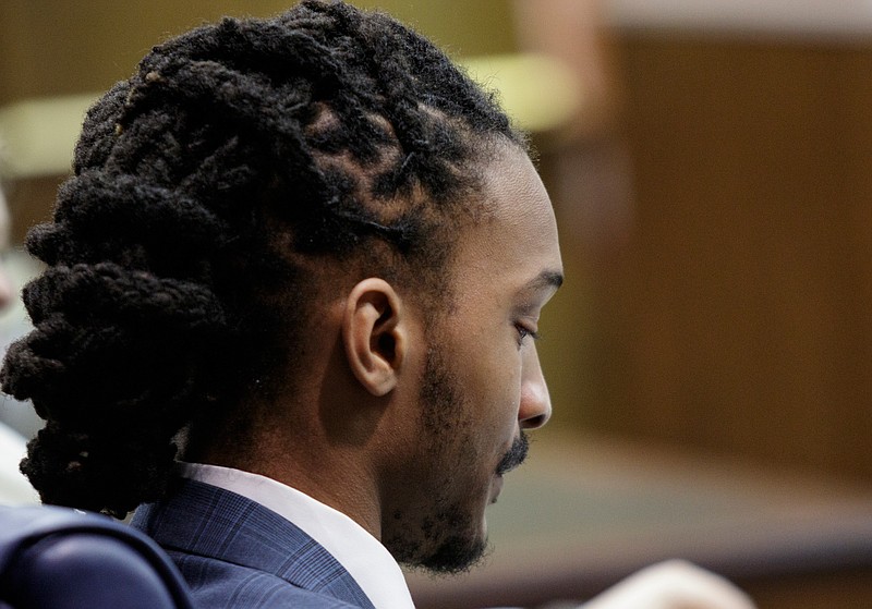 Woodmore bus driver Johnthony Walker reacts as his sentence is pronounced during a hearing in Judge Don Poole's courtroom at the Chattanooga-Hamilton County Courts Building on Tuesday, April 24, 2018, in Chattanooga, Tenn. Walker was convicted in February of criminally negligent homicide and a host of lesser charges, and he was sentenced Tuesday to four years in prison.