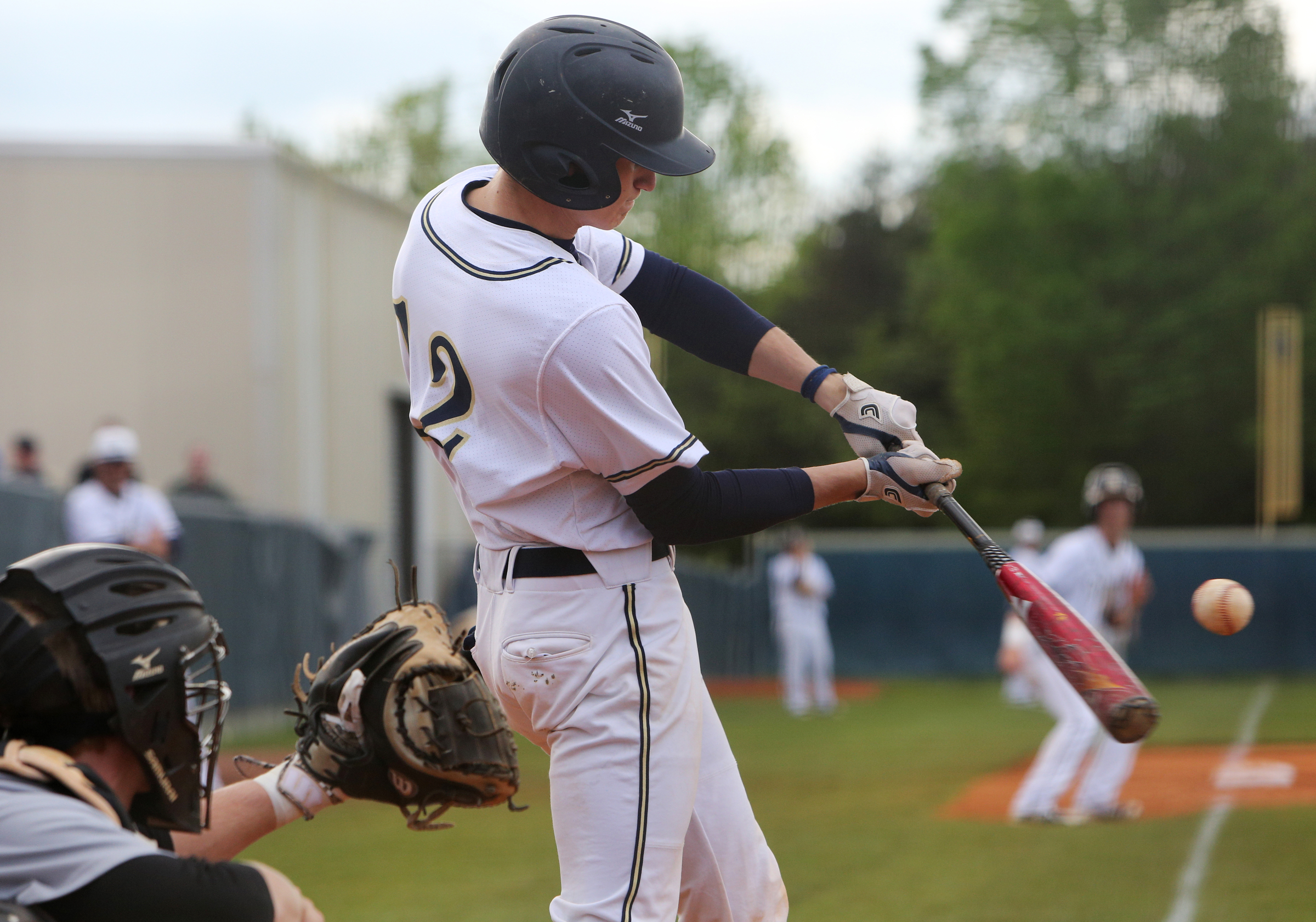 Soddy-Daisy's Noah Howard (12) gets a hit during the first Soddy-Daisy vs. Bradley Central baseball game at Soddy-Daisy High School Wednesday, April 25, 2018 in Soddy-Daisy, Tenn.