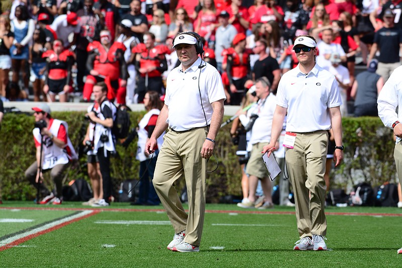 Georgia football coach Kirby Smart, shown here at last Saturday's G-Day game, received his second commitment for the 2020 signing class on Thursday.