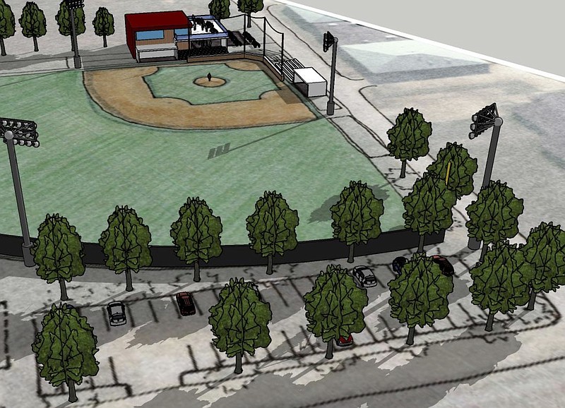 The masterplan vision for The Howard School baseball field. (Architectural drawing by Franklin Architects)