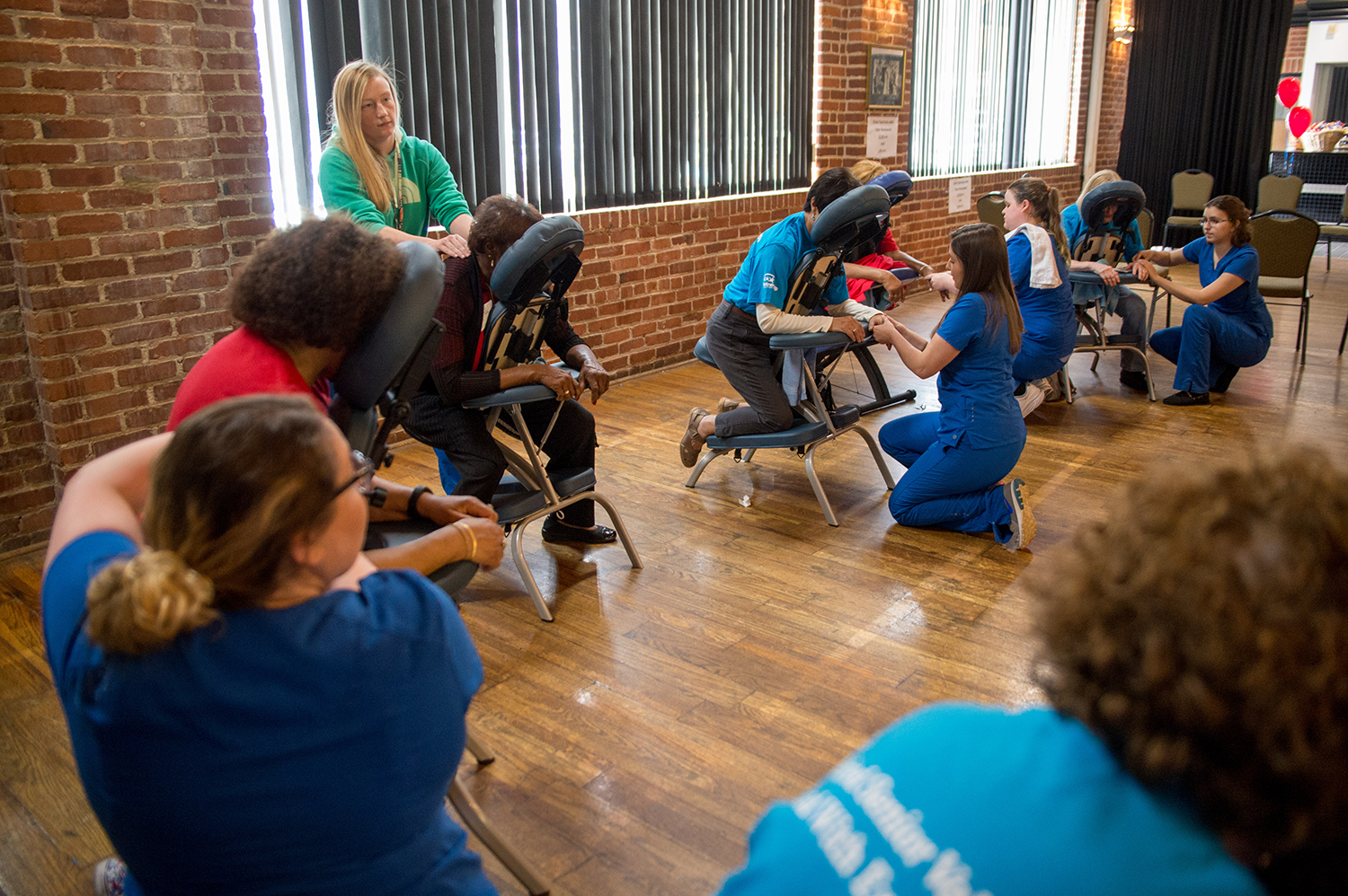Free massages are given to attendees.