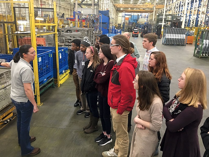 Students take a tour of the Gestamp facility. The company offers its own work-based learning program.