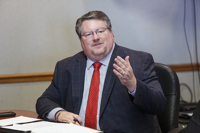 Tennessee state Rep. Marc Gravitt speaks during a meeting with the Times Free Press editorial board at the newspaper's offices on Tuesday, Jan. 24, 2017, in Chattanooga, Tenn.