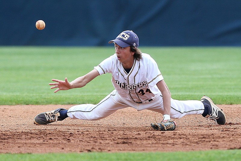 Chattanooga Christian second baseman Taylor Anand tosses the ball for a force out during the Chargers' region tournament doubleheader sweep Friday against visiting King's Academy.