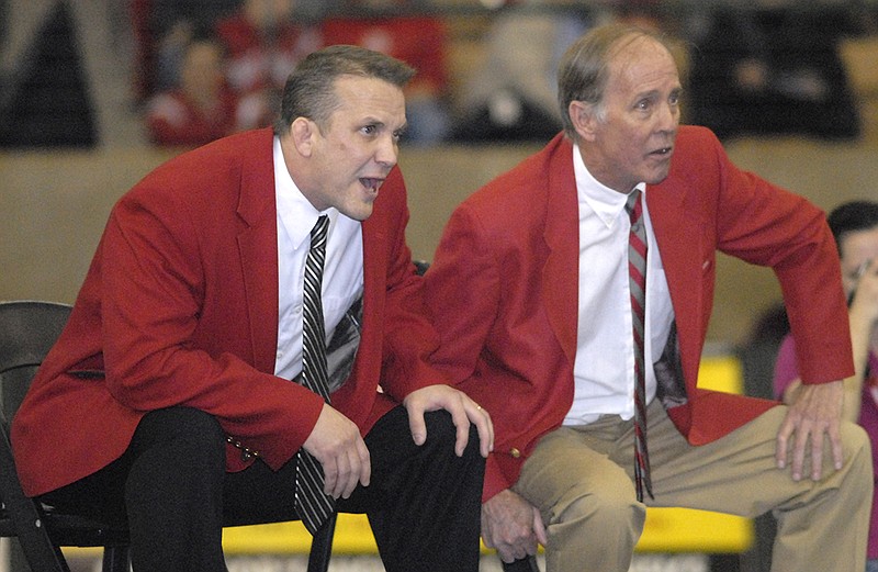 Schaack van Deusen, right, coached wrestling a combined 40 years at Baylor and Notre Dame. He was one of eight inductees to the Lookout Mountain Sports Hall of Fame on Sunday.