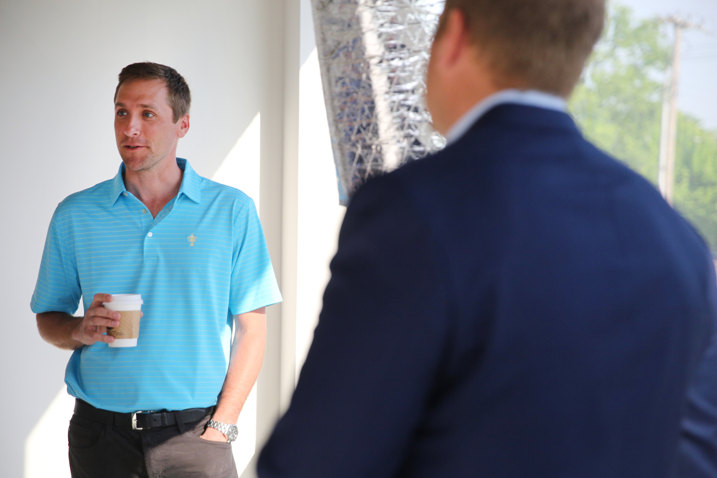 Derek Rende, vice president of sales at E/SPACES, talks about the connection of E/SPACES to the University of Tennessee at Chattanooga Wednesday, May 2, 2018 in Chattanooga, Tenn. E/SPACES, which is located in University Tower, hopes to gain business from the proximity to the UTC as well as gain business from other large companies around Chattanooga who may benefit from renting out office space.