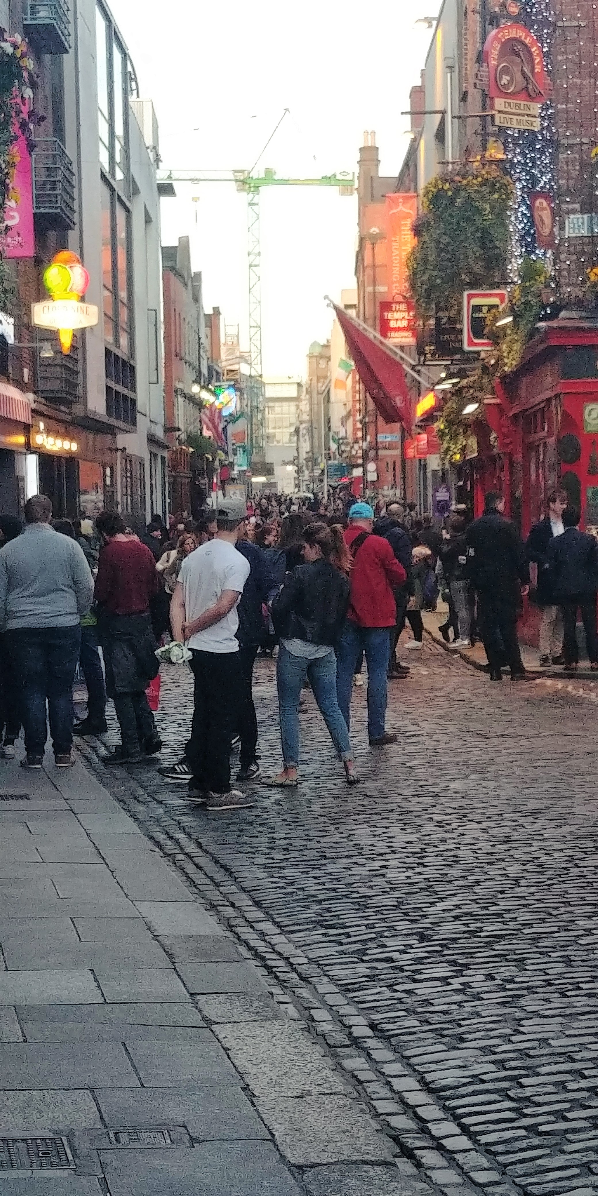 Temple Bar is a boisterous neighborhood. A favorite haunt of partygoers, it also features a number of good restaurants if you're willing to take a number and stand in line. (Photo by Anne Braly)