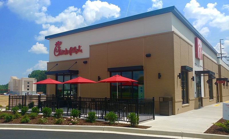 The new East Ridge Chick-fil-A, pictured above, will open Thursday morning at 639 Camp Jordan Parkway. The 5,000-sq. ft. restaurant will employ 90 full and part-time employees and will give away free meals for a year to the first 100 participants who show up to a special "First 100 Road Trip" tour Wednesday morning at 6 a.m.